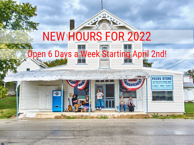 Peers Store Open 6 DAYS A WEEK Starting April 2nd